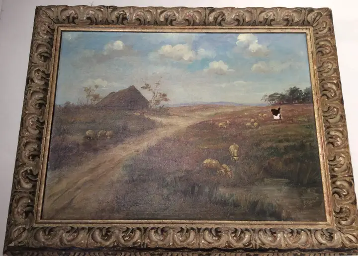 Mechanischer Schaden mit Loch in einem Ölgemälde
